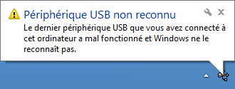 Périphérique USB Non Reconnu/Défectueux